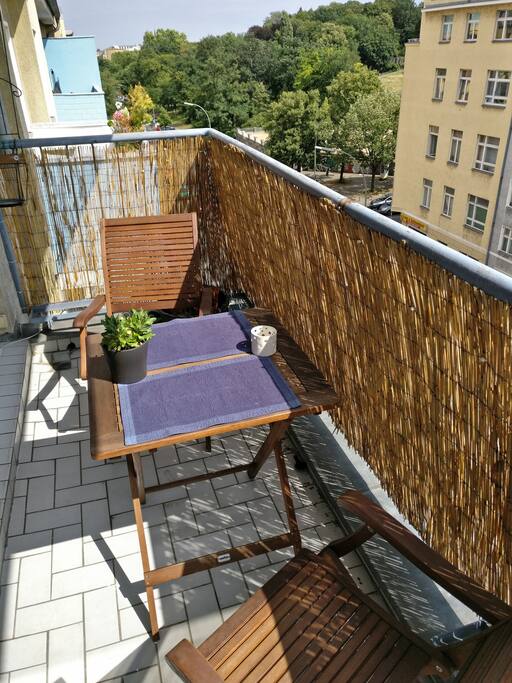 Sunny balcony with view on Victoriapark