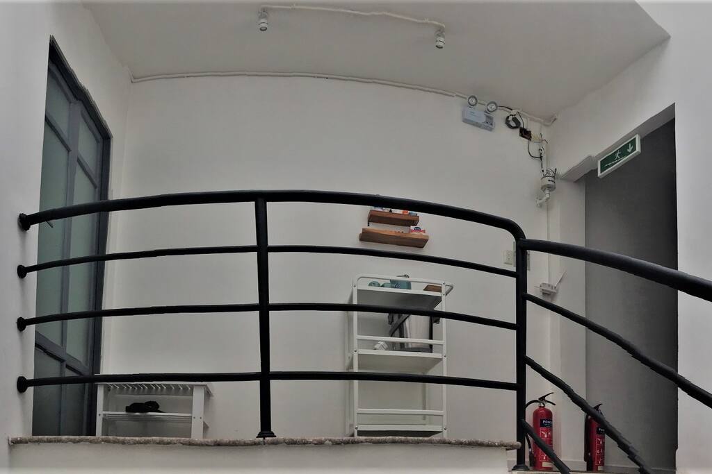 Stairways leading to private floor