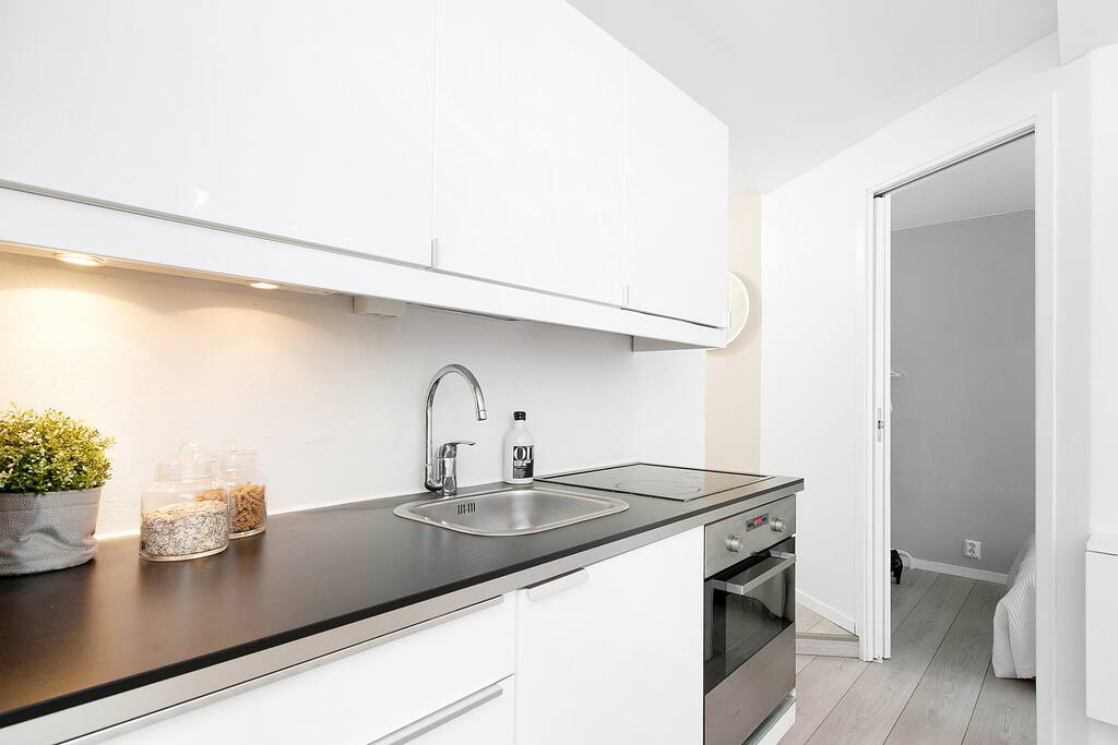 A open kitchen in living room