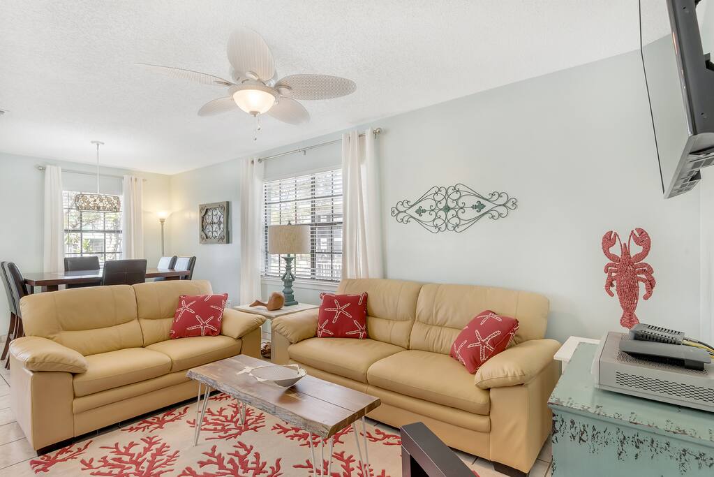 Nice, comfy living room in front of the house.