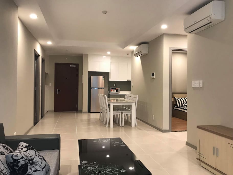 Living and dining room with air conditioners