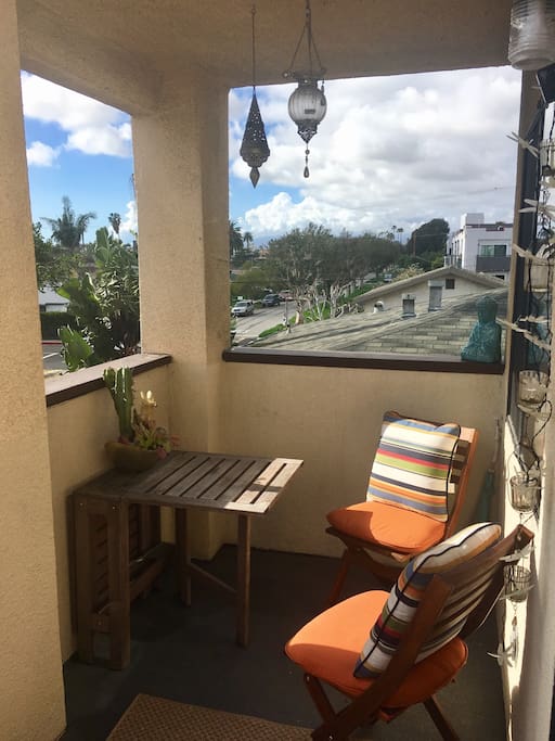 A large and sunny balcony, perfect to enjoy your morning tea.