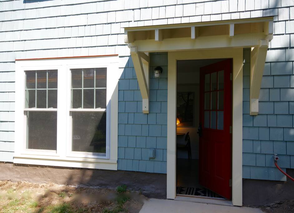Private entrance on garden side of property