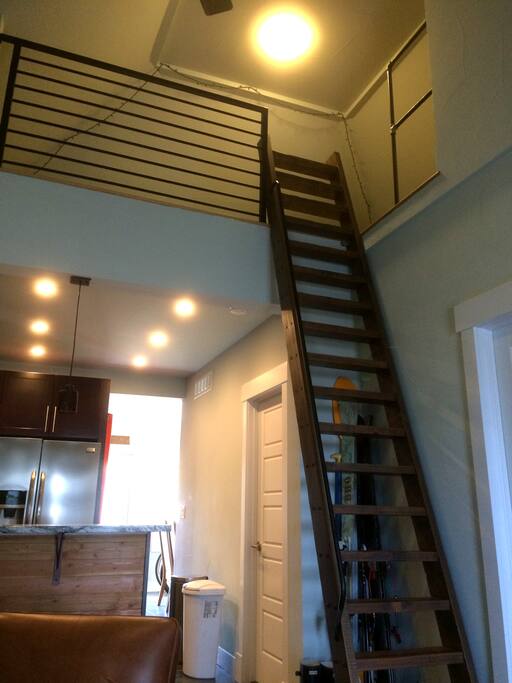 Loft guests must be able to use a ladder for access to the upstairs.