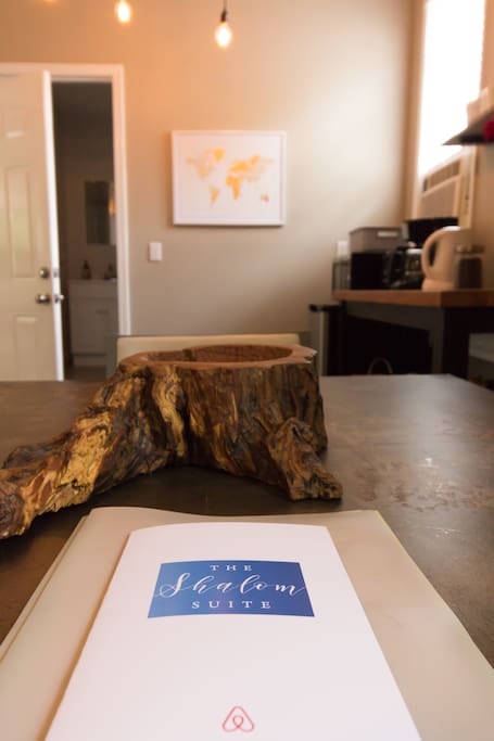 Our welcome packet with recommendations and information will greet you on the table