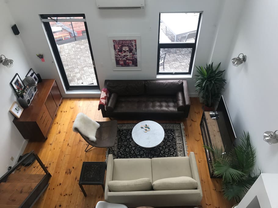 Aerial living room view