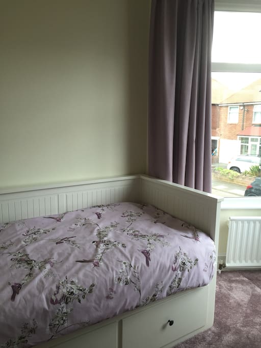 Blackout curtains and bay window