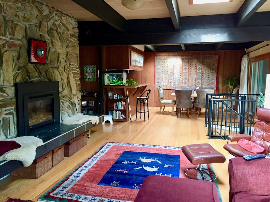 Dining area and gas fireplace
