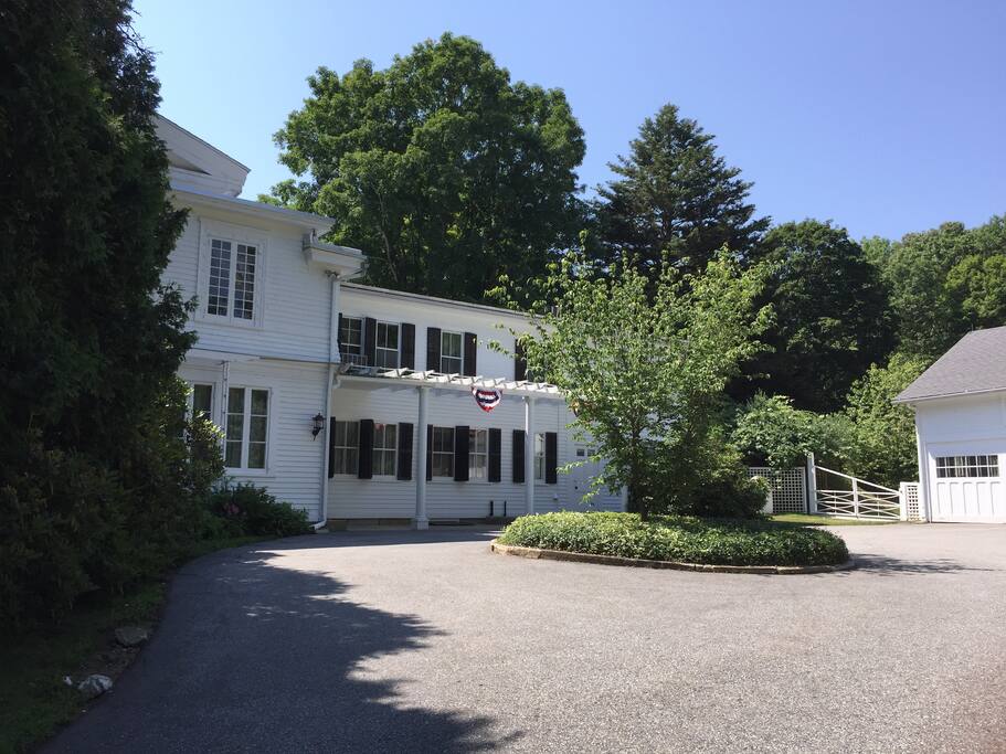 The entrance to the B&B is on the west side of the house off of the circular driveway.