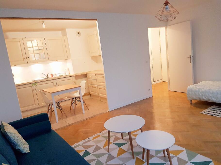 Living room with convertible sofa + 1 single bed