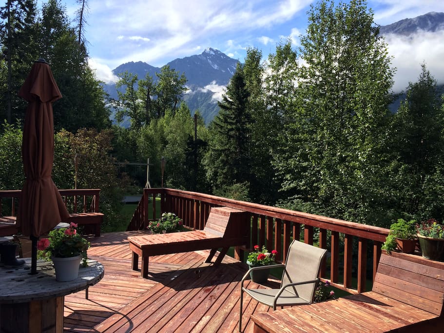 The inviting deck looking out over beautiful Eagle River valley