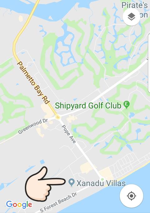 Location of Villa Lizette: south end of HHI.