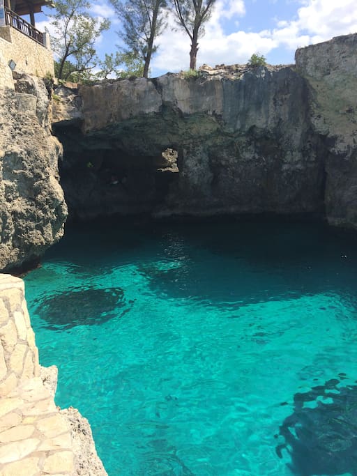Cliff diving crystal clear waters. Stones throw from our residence.