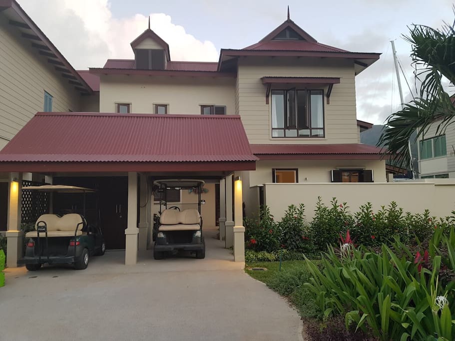 Entrance to Maison 246, with garage facilities and the added advantage of having the use of 2 x golf carts.