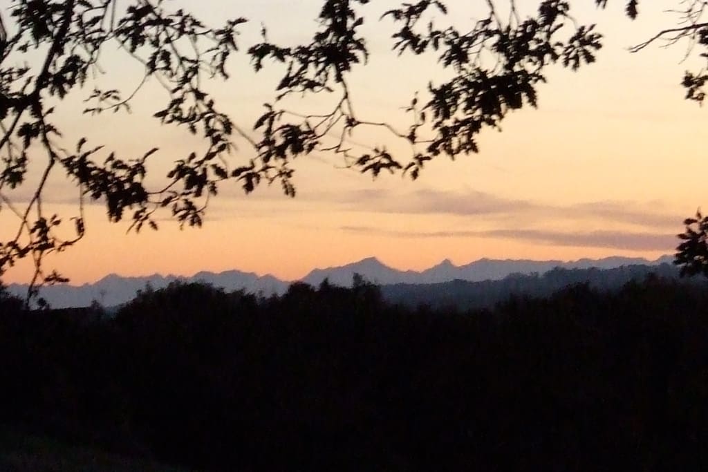 Sunset over the Pyrenees from the terrace