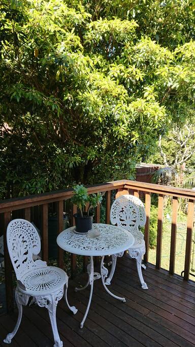 Coffee time in balcony .