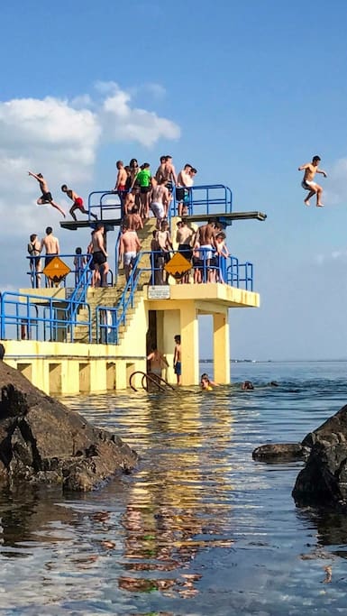 Fun on Salthill diving tower