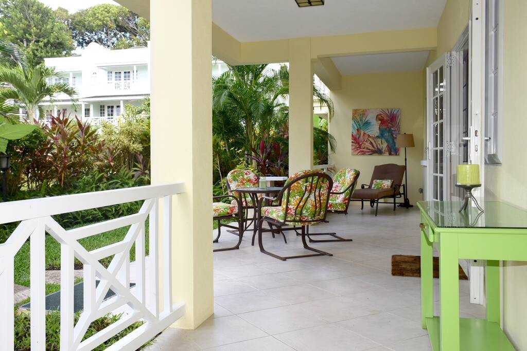 Patio with garden views