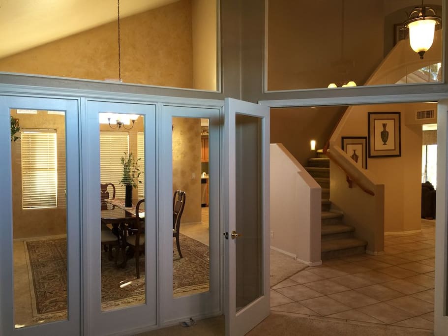 View from Downstairs Office of Dining room
