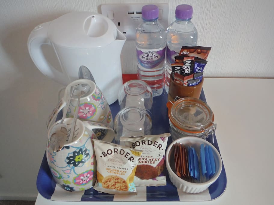 Refreshment tray in each bedroom