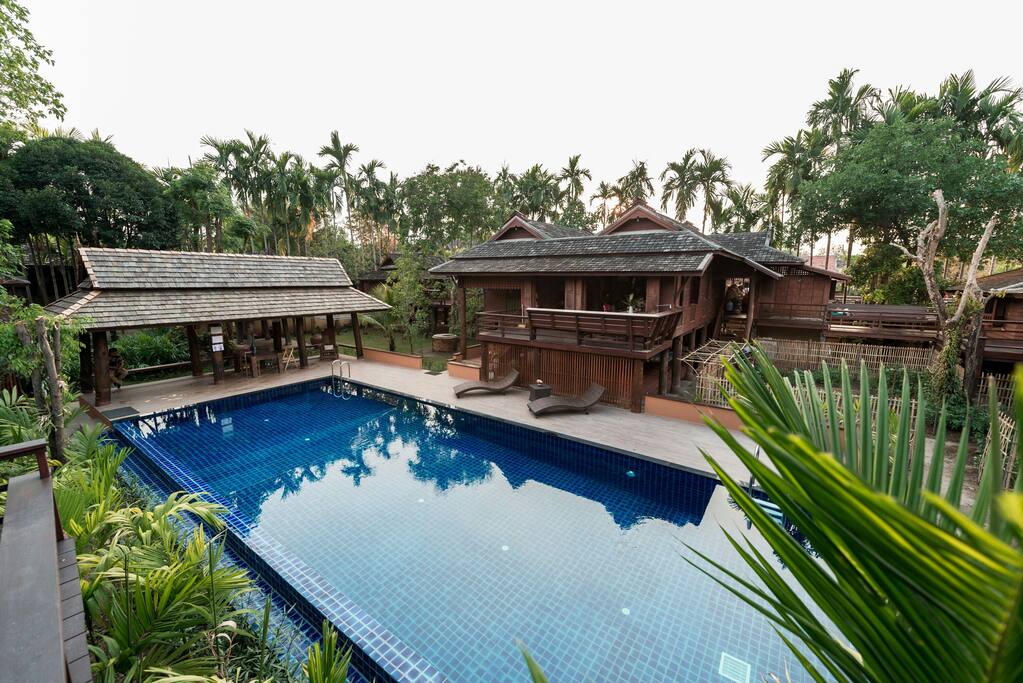 5×15 meters size swimming pool and 1.10-1.60 metere deep.