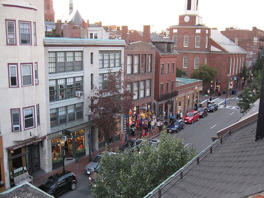 The apartment is on Charles Street with great shopping, restaurants, and coffee