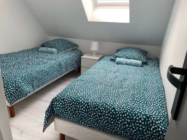 Спална соба со 2 единечни кревета 