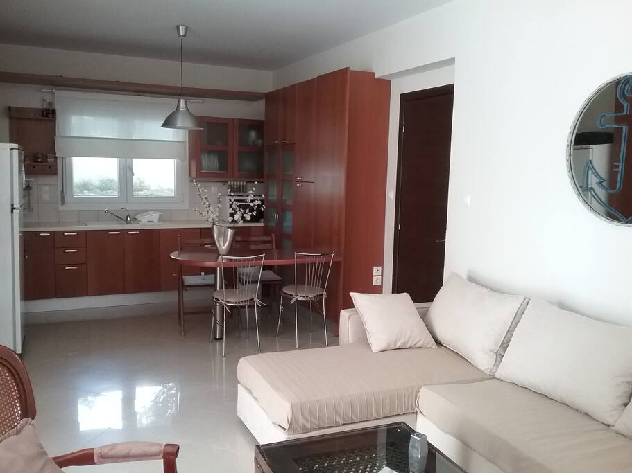 Living room with kitchen view