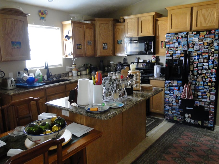 This is my kitchen: but it's right across the hall from your room, and you're welcome to use it anytime!