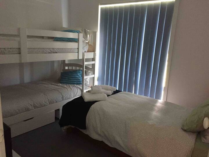 Bedroom 3, single bunk bed, single bed with trundle bed.  Sleeps 4