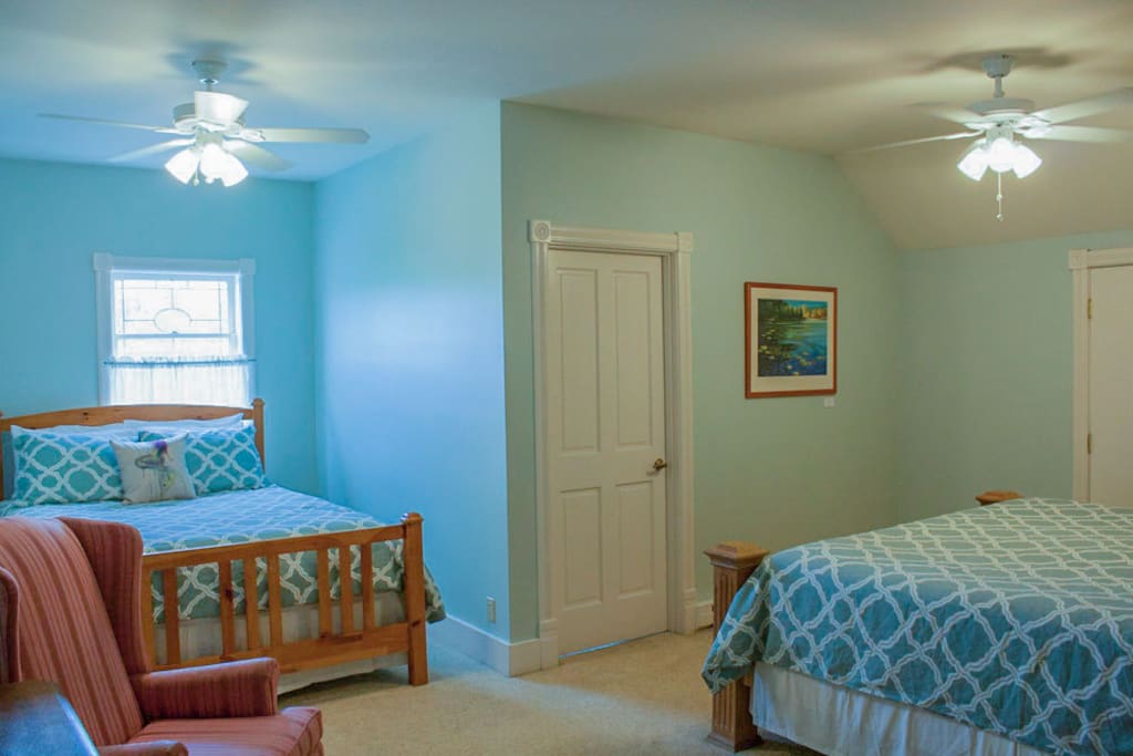 King bed, Queen bed, Private bathroom and sitting area.