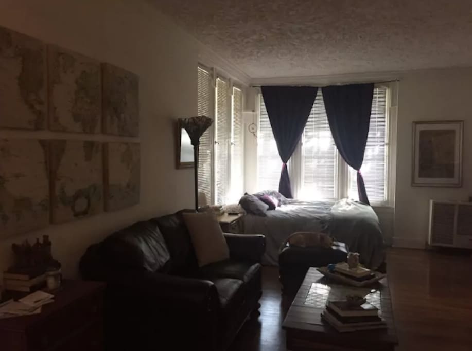 Living Room & Bedroom with one Queen Size Bed.
