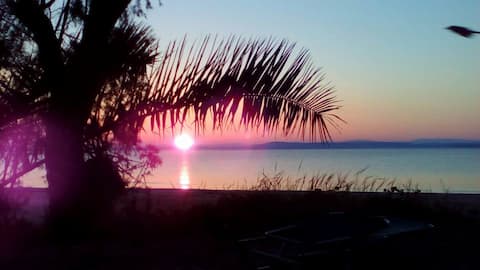 beach studio in villa direct on sandy beach