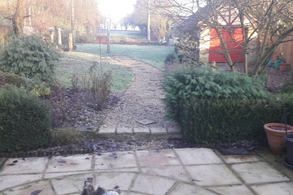Large attractive garden with patio area