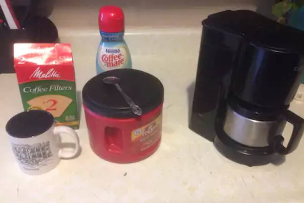 Free coffee and creamer for guests.