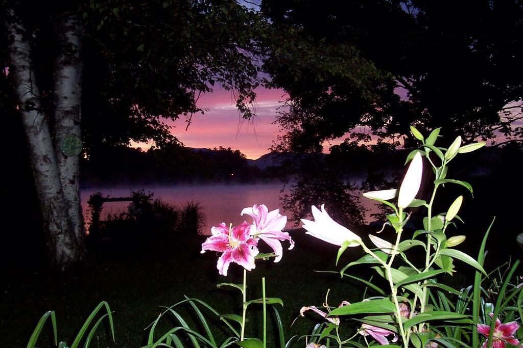 Sunrise over Mirror Lake from house deck.