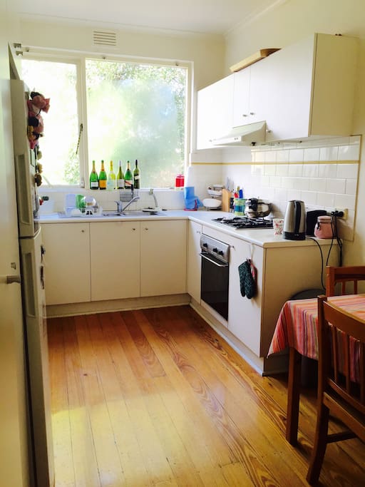 Fully stocked kitchen with appliances