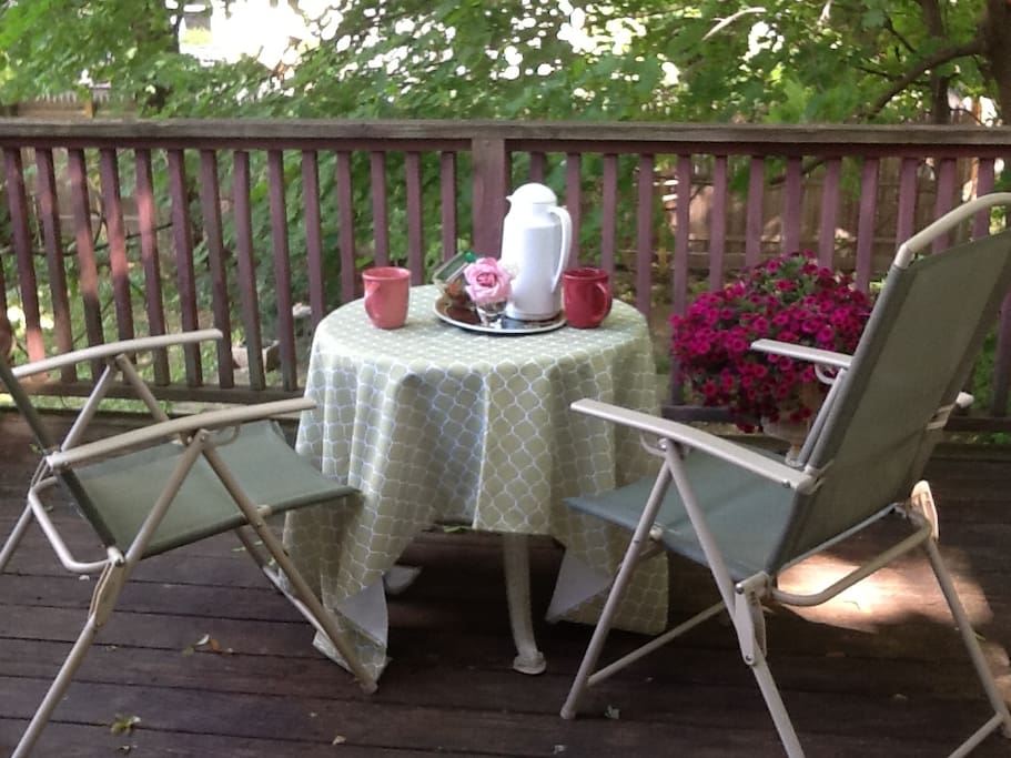 Coffee or tea on the balcony overlooking the gardens....