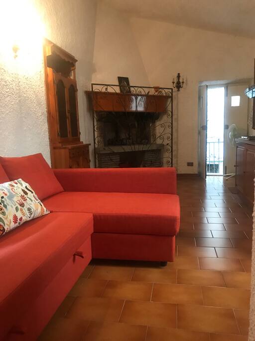 Fireplace and front entry