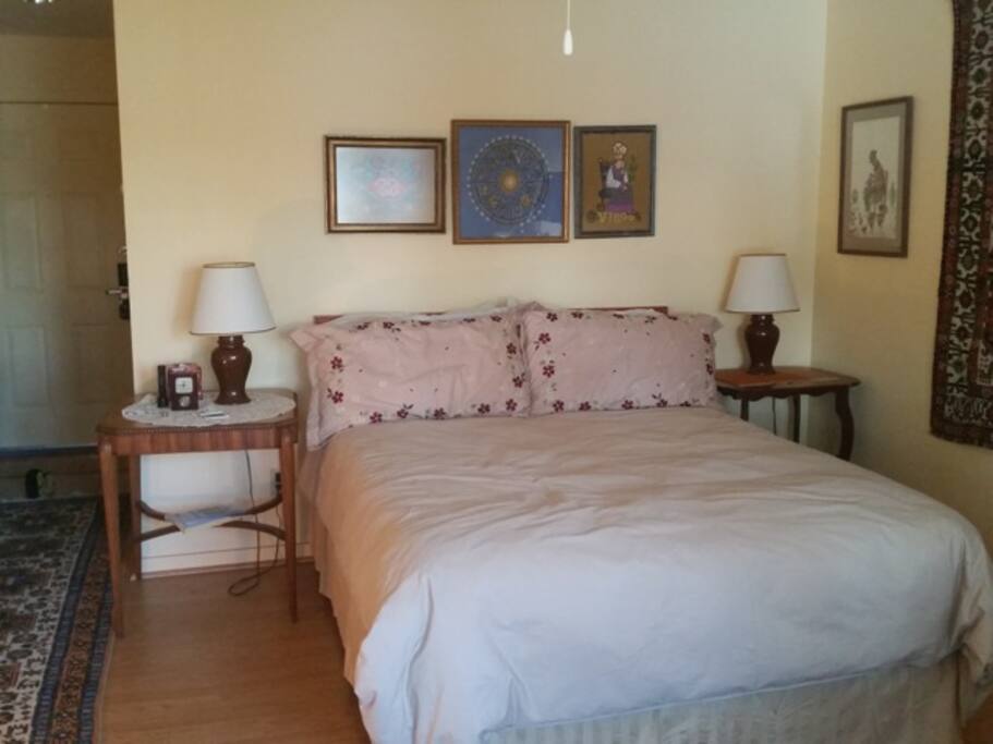 Queen-sized bed in spacious room