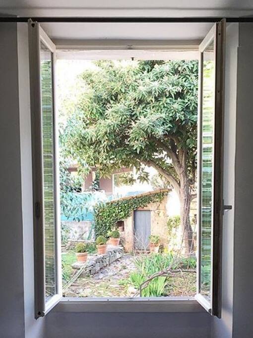 Vue de la chambre, un adorable jardin