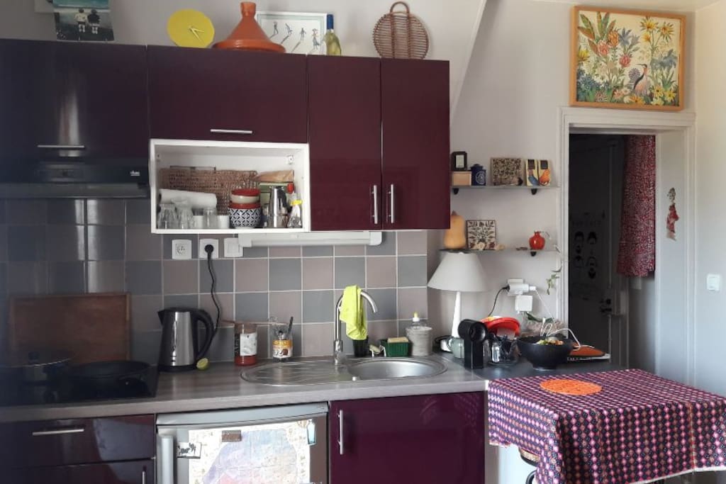 Cuisine partagée avec le salon