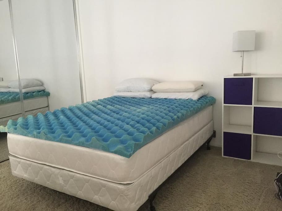 (Fresh bed sheets will be laid when you come) This is the one room upstairs.
Large closet space behind mirror.