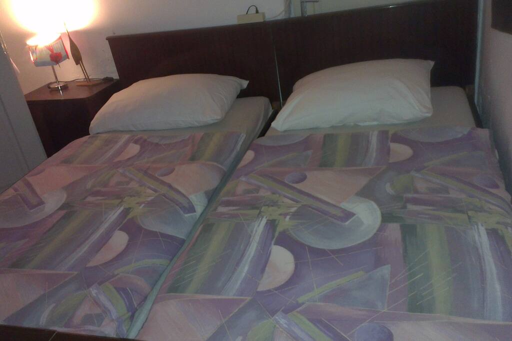 One of our double rooms. Eines unserer Doppelzimmer