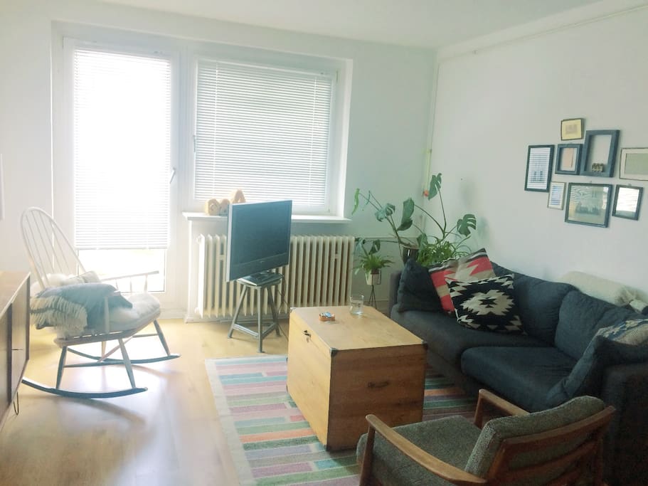 living room with balcony