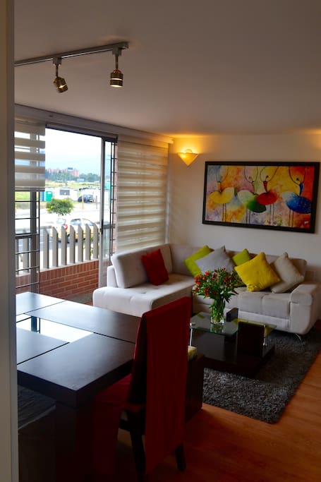 The living room with balcony