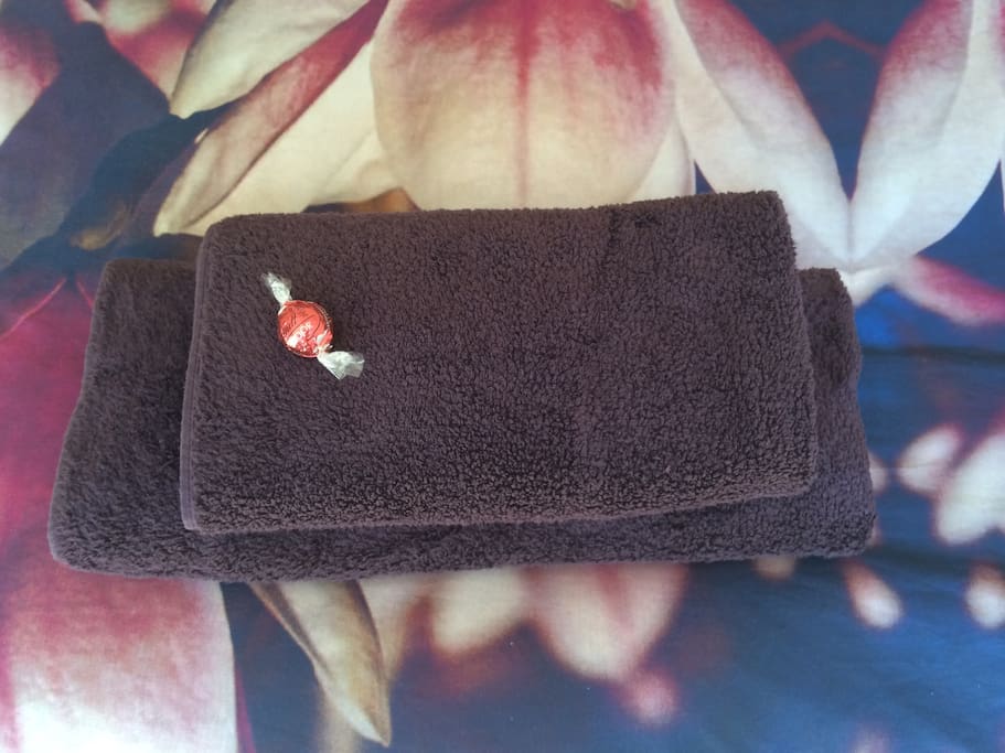 Lovely soft towels and a complementary truffle