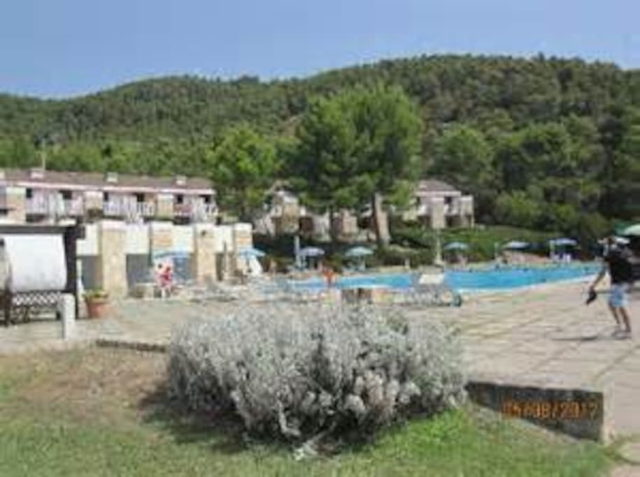 piscina da 25 metri a 6 corsie davanti all'appartamento