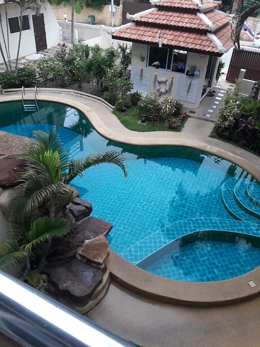 View of the swimming pool from the balcony