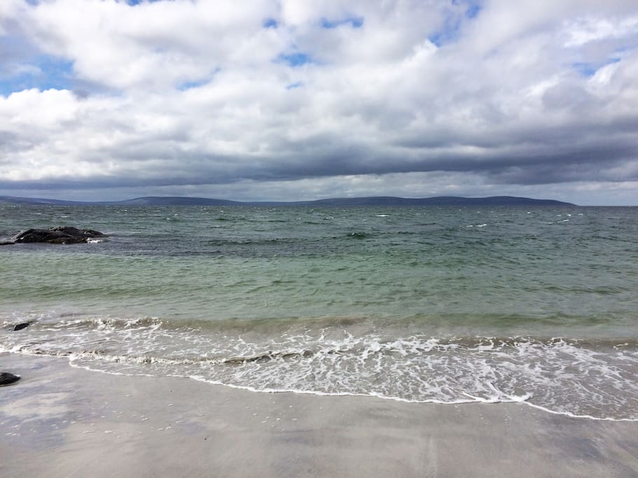 Beautiful Salthill Promenade is just a few steps away from our home. View over the sea to Co. Clare.